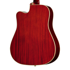 Epiphone Hummingbird Standard EC acoustic guitar in cherry sunburst finish, showcasing its body, pickguard, and wooden neck.