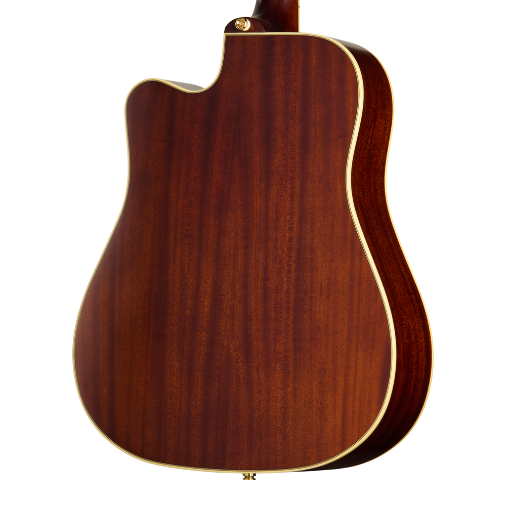 Epiphone Hummingbird Standard EC acoustic guitar in natural finish, featuring a dreadnought body and ornate pickguard design.