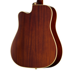 Epiphone Hummingbird Standard EC acoustic guitar in natural finish, featuring a dreadnought body and ornate pickguard design.