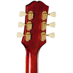 Epiphone Hummingbird Standard acoustic guitar in cherry sunburst finish, left-handed model with detailed body and soundhole design.