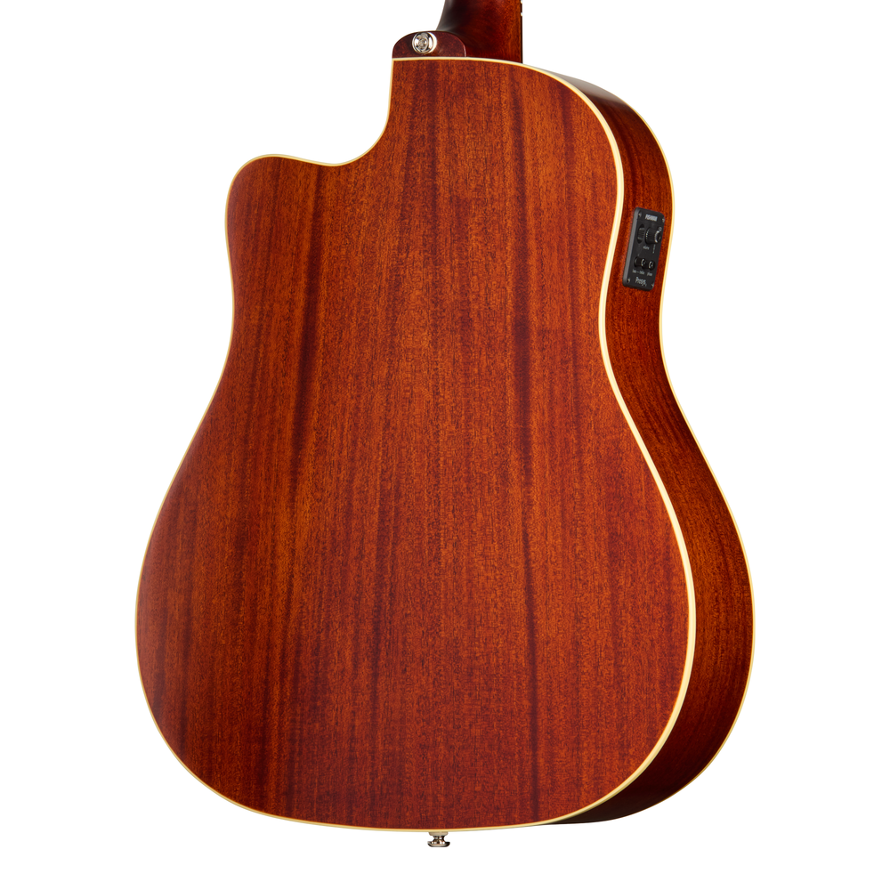Epiphone J45 Standard EC acoustic guitar with honey burst finish, showcasing its body, soundhole, and curved shape.