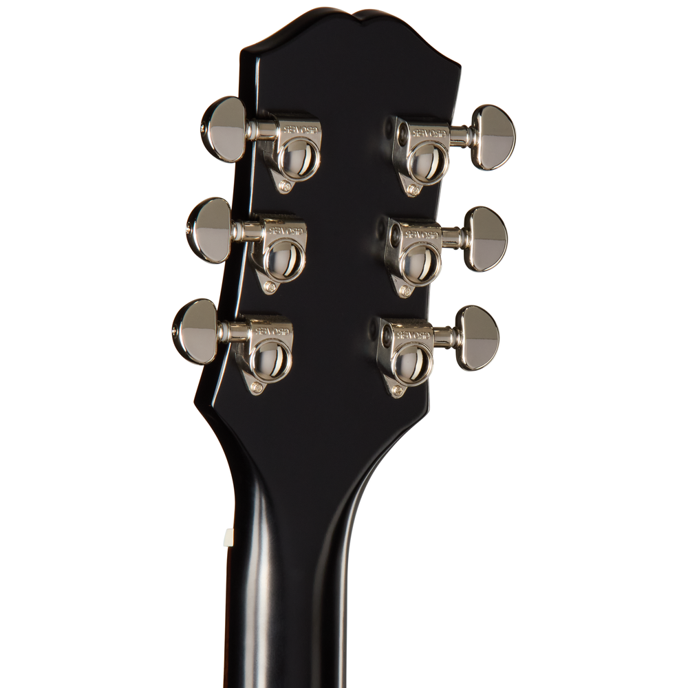 Epiphone J45 Standard acoustic guitar in vintage sunburst finish, left-handed, showcasing its body and fretboard details.