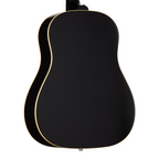 Epiphone J45 Standard acoustic guitar in vintage sunburst finish, left-handed, with a classic dreadnought body and wood grain details.