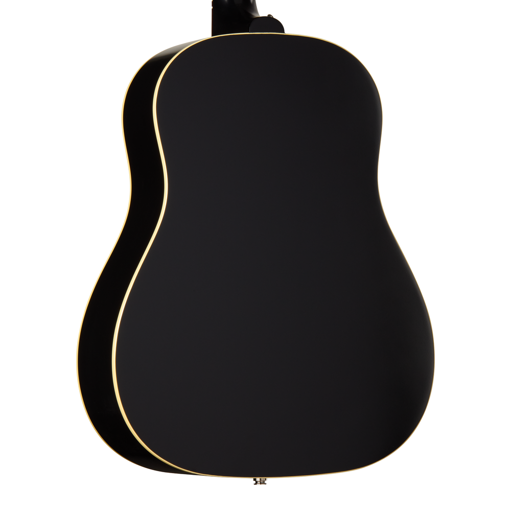 Epiphone J45 Standard acoustic guitar in vintage sunburst finish, left-handed, with a classic dreadnought body and wood grain details.