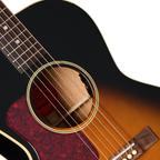 Left-handed Epiphone L00 Standard acoustic guitar in vintage sunburst finish, featuring a classic body shape and elegant wood grain.