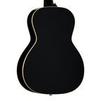 Left-handed Epiphone L00 Standard acoustic guitar in vintage sunburst finish, showcasing its body and neck details.