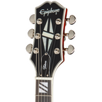 Epiphone Futura RD Custom electric guitar in Midnight Ember Shift finish, showcasing its sleek body, pickups, and modern design.