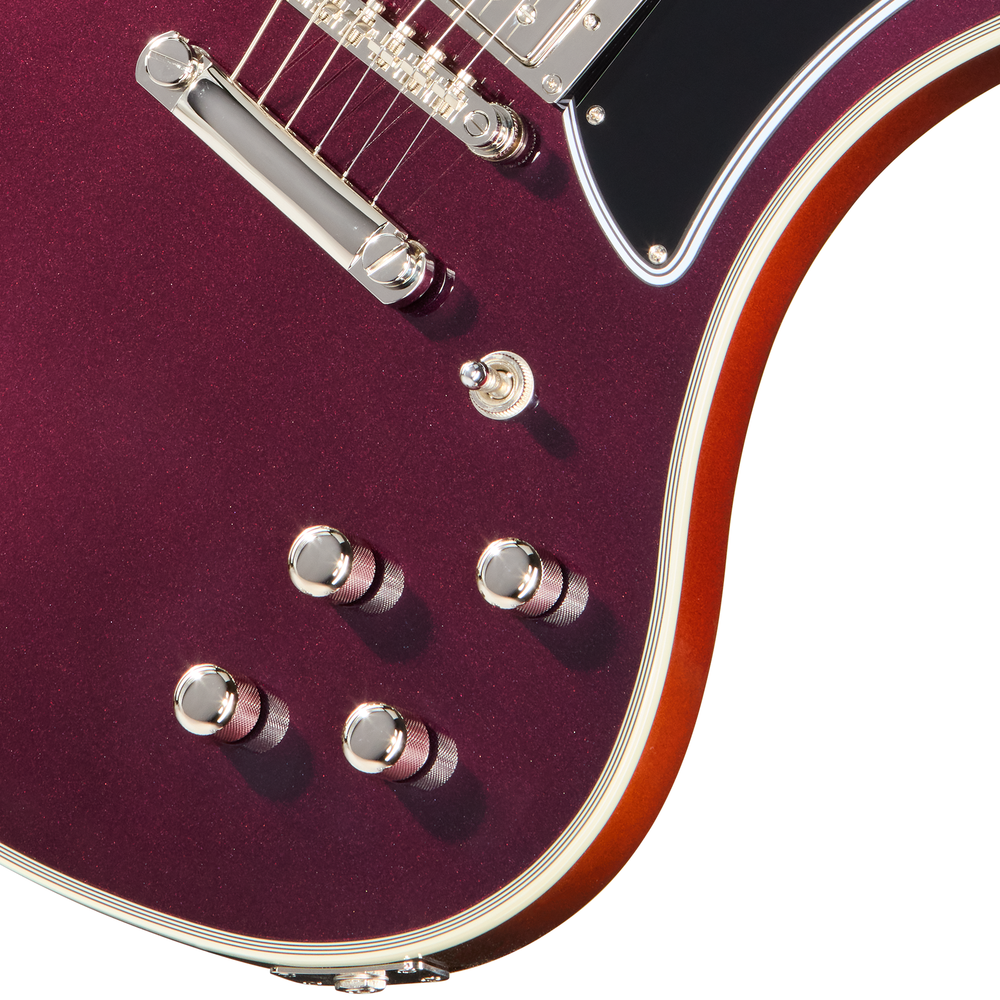 Epiphone Futura RD Custom electric guitar in Midnight Ember Shift finish, showcasing its sleek body and distinctive design.