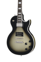 Electric guitar by EPIPHONE, Adam Jones 1979 Les Paul Custom in Antique Silverburst, showcasing its body and hardware details.