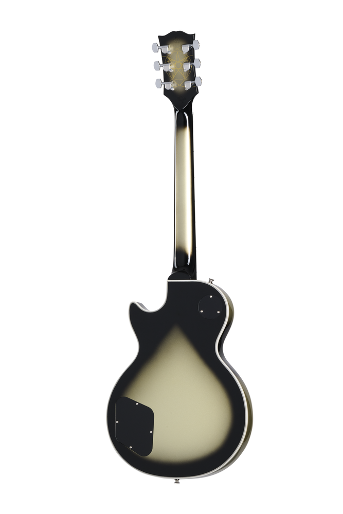 Electric guitar Epiphone Adam Jones 1979 Les Paul Custom in Antique Silverburst with sunburst finish and classic guitar hardware.