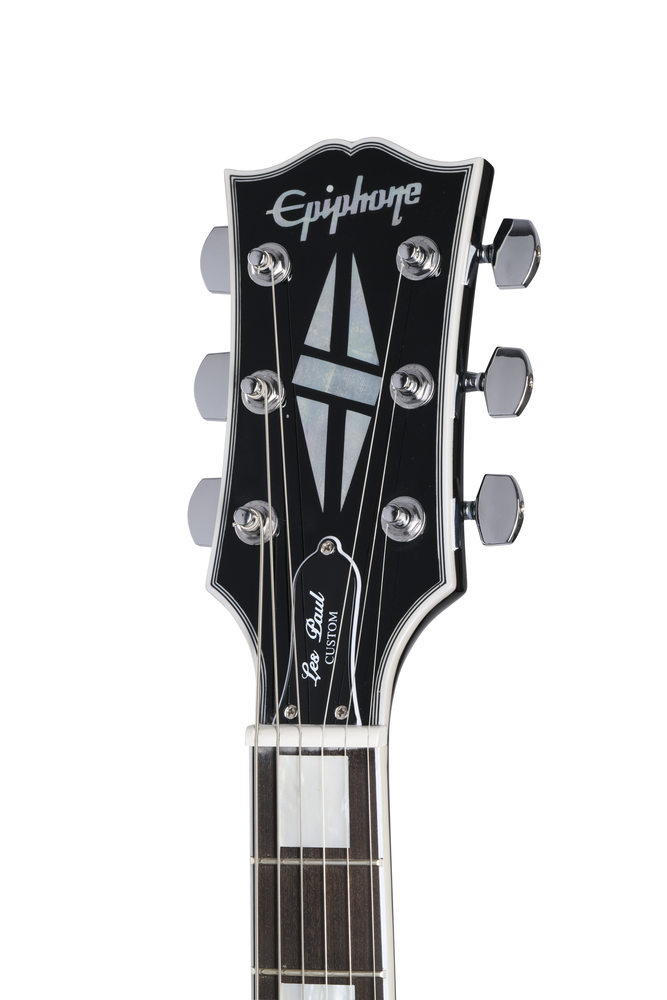 Epiphone Adam Jones 1979 Les Paul Custom electric guitar in Antique Silverburst with gold hardware and sunburst finish.