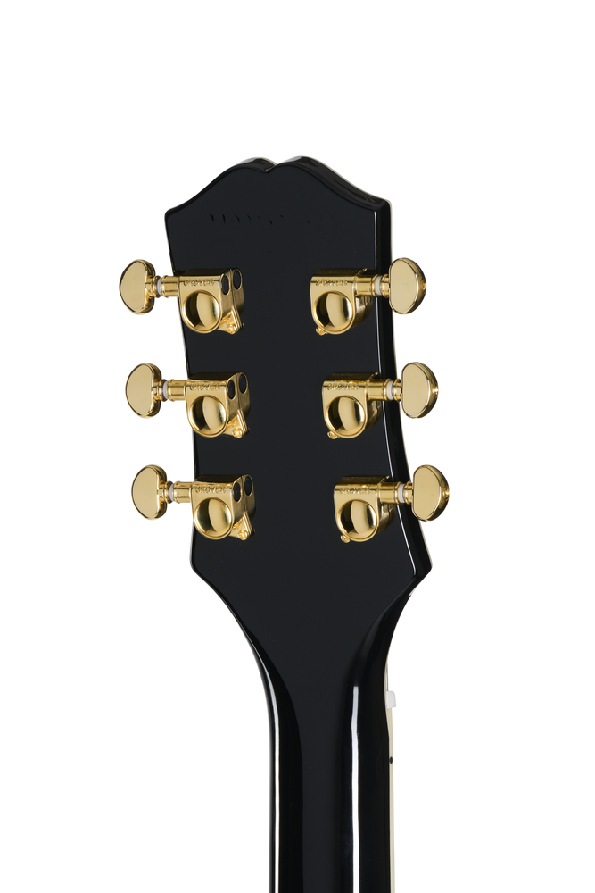 Electric guitar by Epiphone SG Custom Ebony with premium gig bag, featuring a sleek black finish and classic SG design.