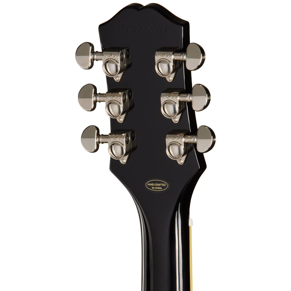 Epiphone SG Standard electric guitar in ebony with double-cutaway body, chrome hardware, and humbucking pickups.