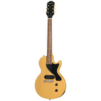 Epiphone Les Paul Junior electric guitar in TV Yellow with single cutaway and vintage-style hardware, shown from front angle.