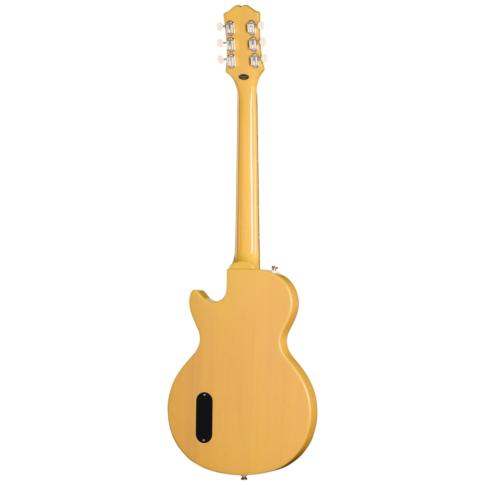 Epiphone Les Paul Junior electric guitar in TV Yellow with single cutaway body and vintage-style hardware.