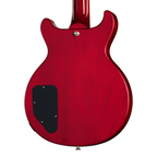Epiphone Les Paul Special Double Cut electric guitar in cherry red with chrome hardware and dual humbucker pickups.