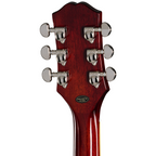 Epiphone Les Paul Special Double Cut electric guitar in figured bourbon burst finish, showcasing its solid body and double-cut design.