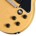 Epiphone Les Paul Special double cut electric guitar in TV Yellow with chrome hardware and humbucker pickups.