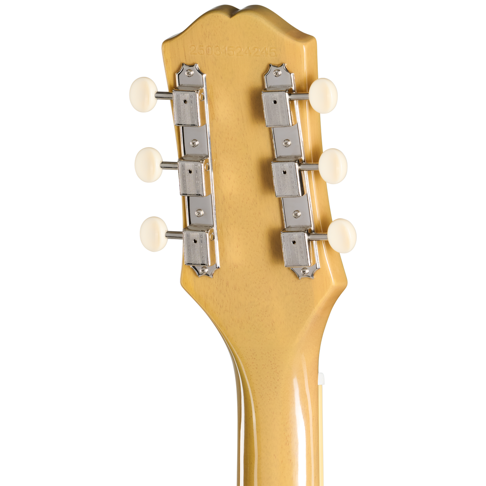 Epiphone Les Paul Special Double Cut electric guitar in TV yellow with two humbucker pickups and maple neck.