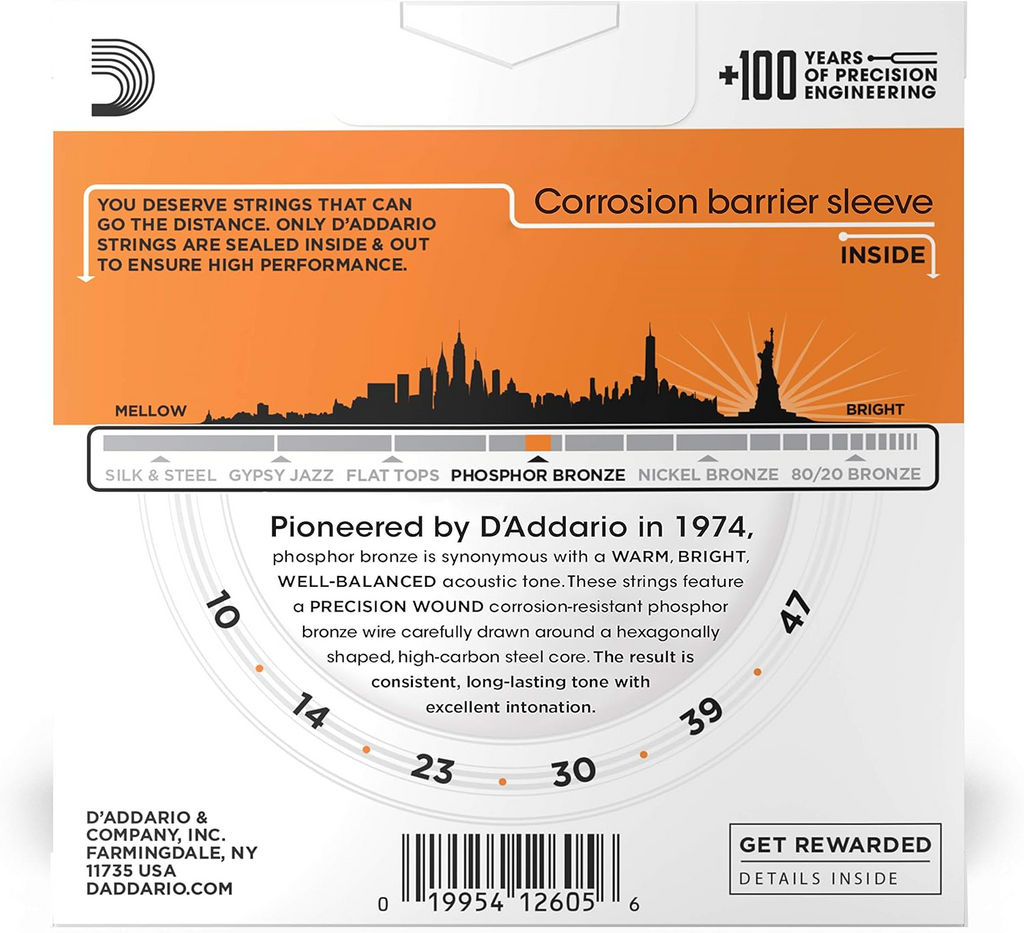 D'Addario EJ15 Acoustic Guitar Strings 10-47 PB Extra Light 3-Pack