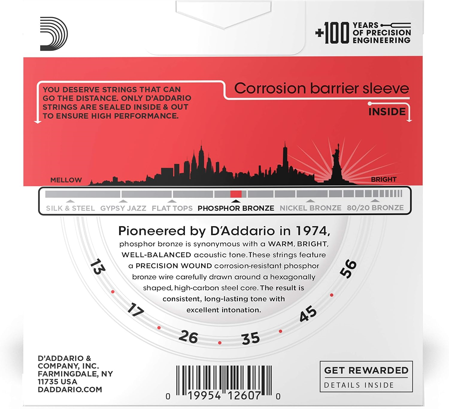 DAddario EJ17 13-56 Acoustic Guitar Strings 3-Pack