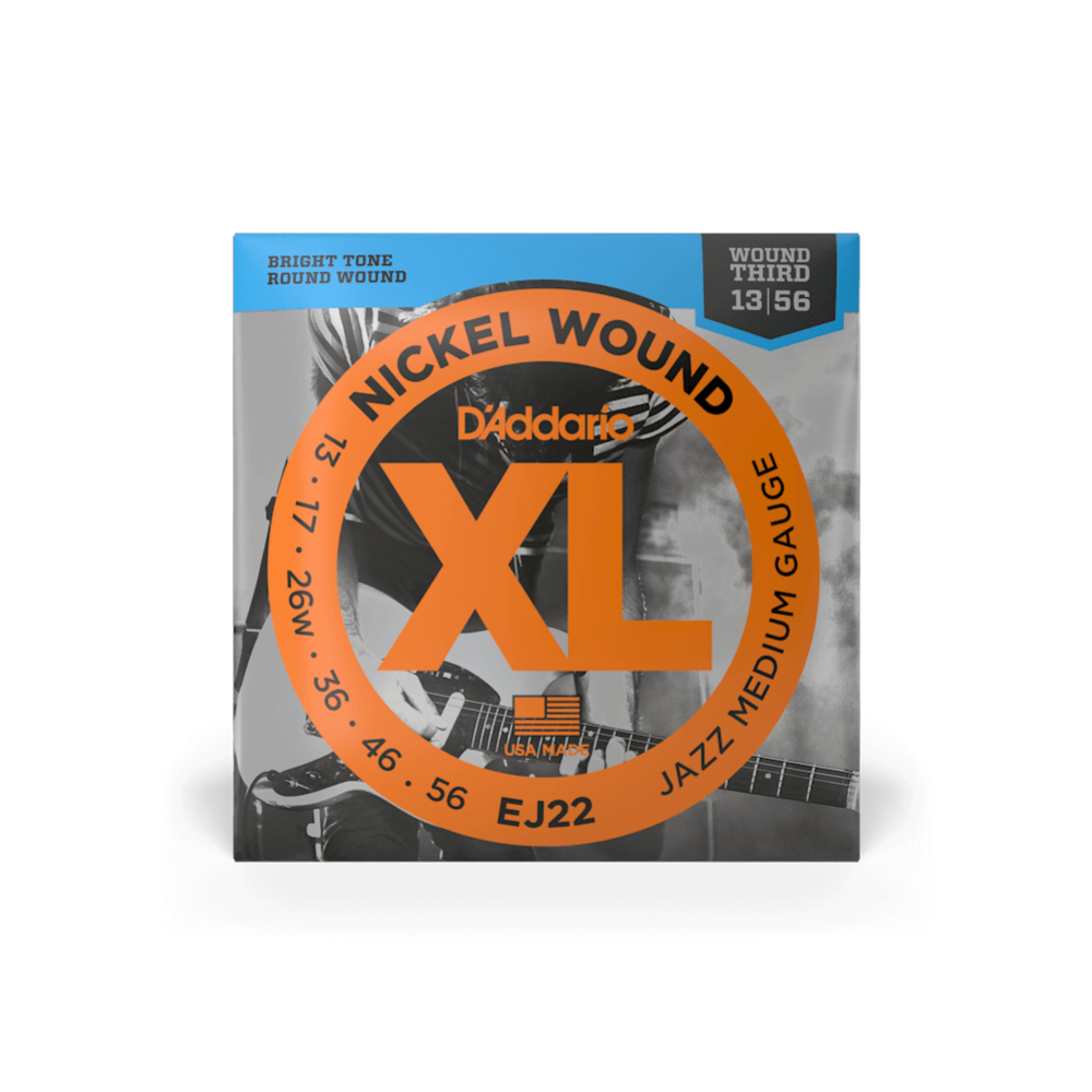 D''Addario EJ22 13-56 Jazz Medium Electric Guitar Strings-XL Nickel Strings