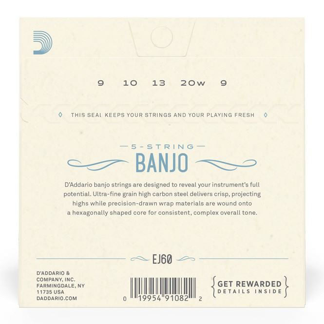D'Addario EJ60 5-String Banjo Strings - Nickel Light - 9-20