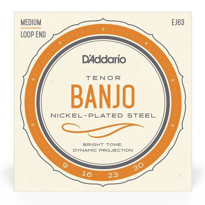 D'Addario EJ63 4-String Tenor Banjo Strings - Nickel Medium - 9-30
