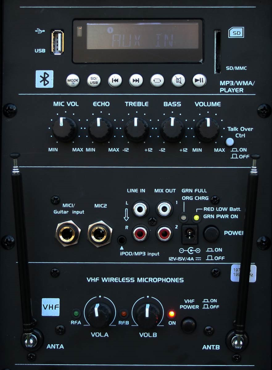 E-Lektron EL225 Dual 10 Portable PA System with 2 Wireless Microphones and Bluetooth