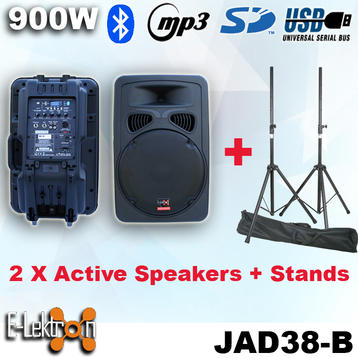 E-Lektron JAD38-B 900W 15 inch Active Speaker with Bluetooth