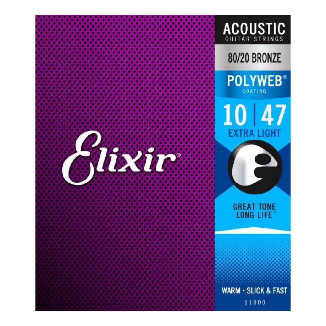 Elixir 10-47 Acoustic Guitar Strings POLYWEB Coated Extra Light Gauge
