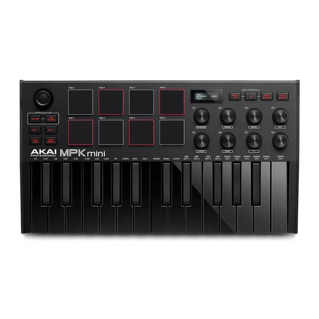 Akai MPK Mk3 Mini Portable Pad and Keyboard Controller in Black
