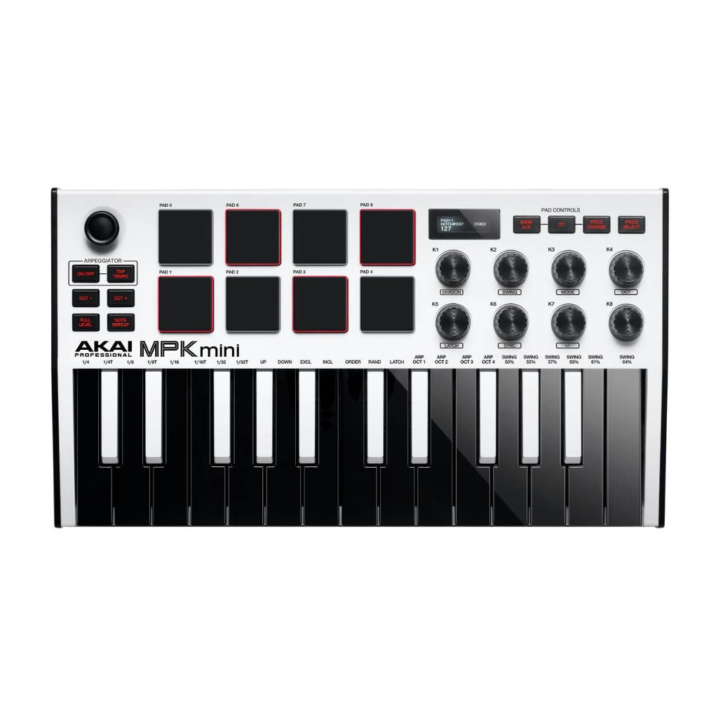 Akai MPK Mk3 Mini Portable Pad and Keyboard Controller in White