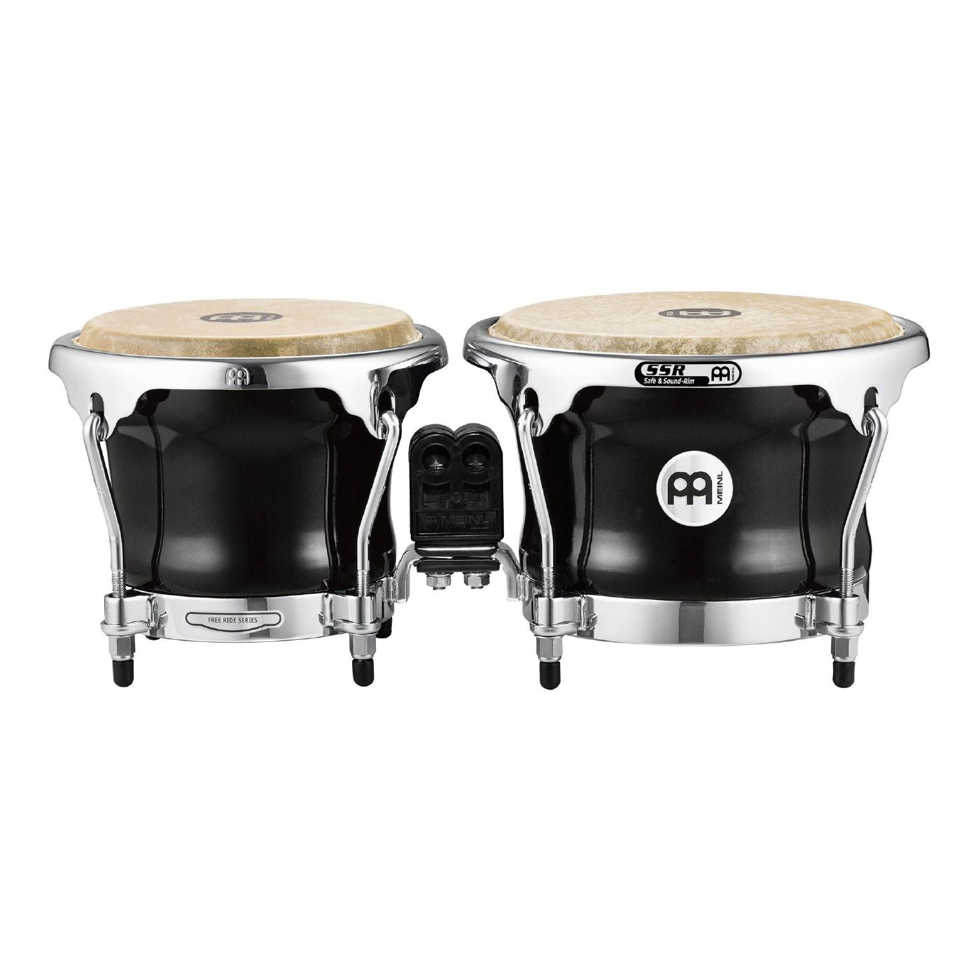 Meinl FFB400BK 7 & 8 1/2in Fibrecraft Series Fiberglass Bongos in Black with True Skin Cow Head