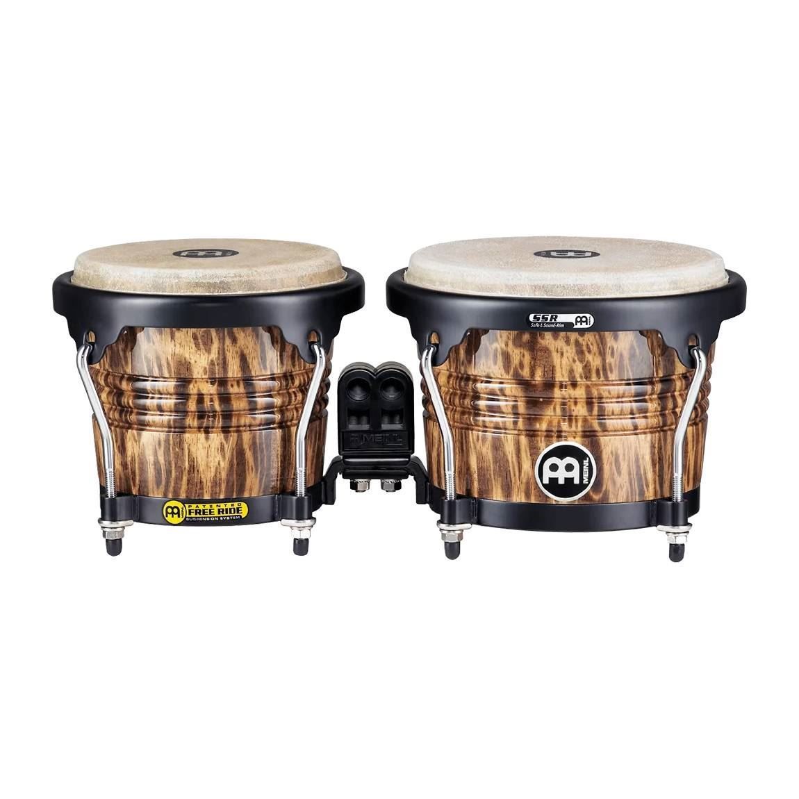 Meinl FWB190LB 6 3/4 & 8in Free Ride Series Wood Bongos in Leopard Burl