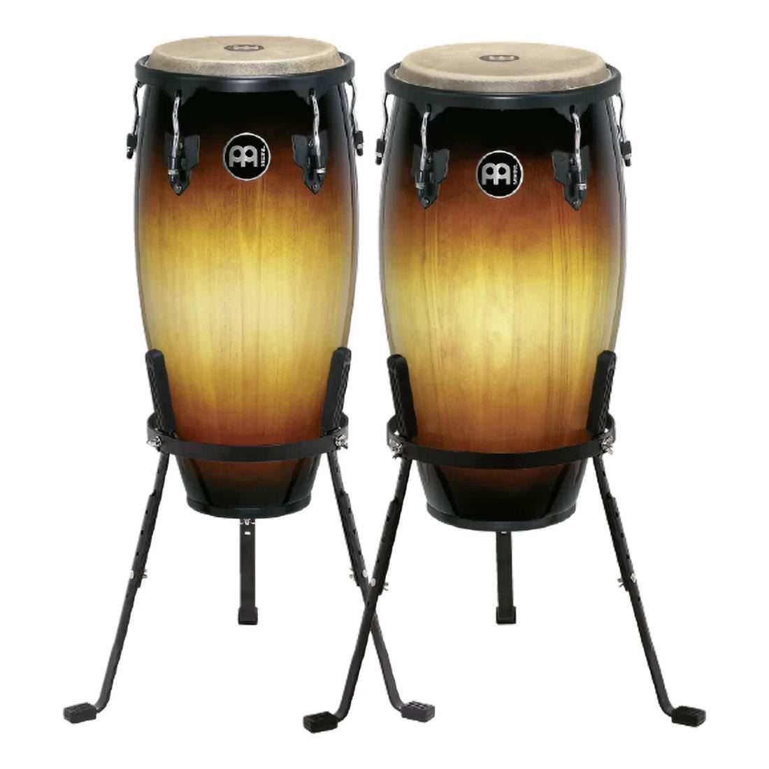 Meinl HC512VSB 11 & 12in Headliner Series Wood Conga Set in Vintage Sunburst with Basket Stands