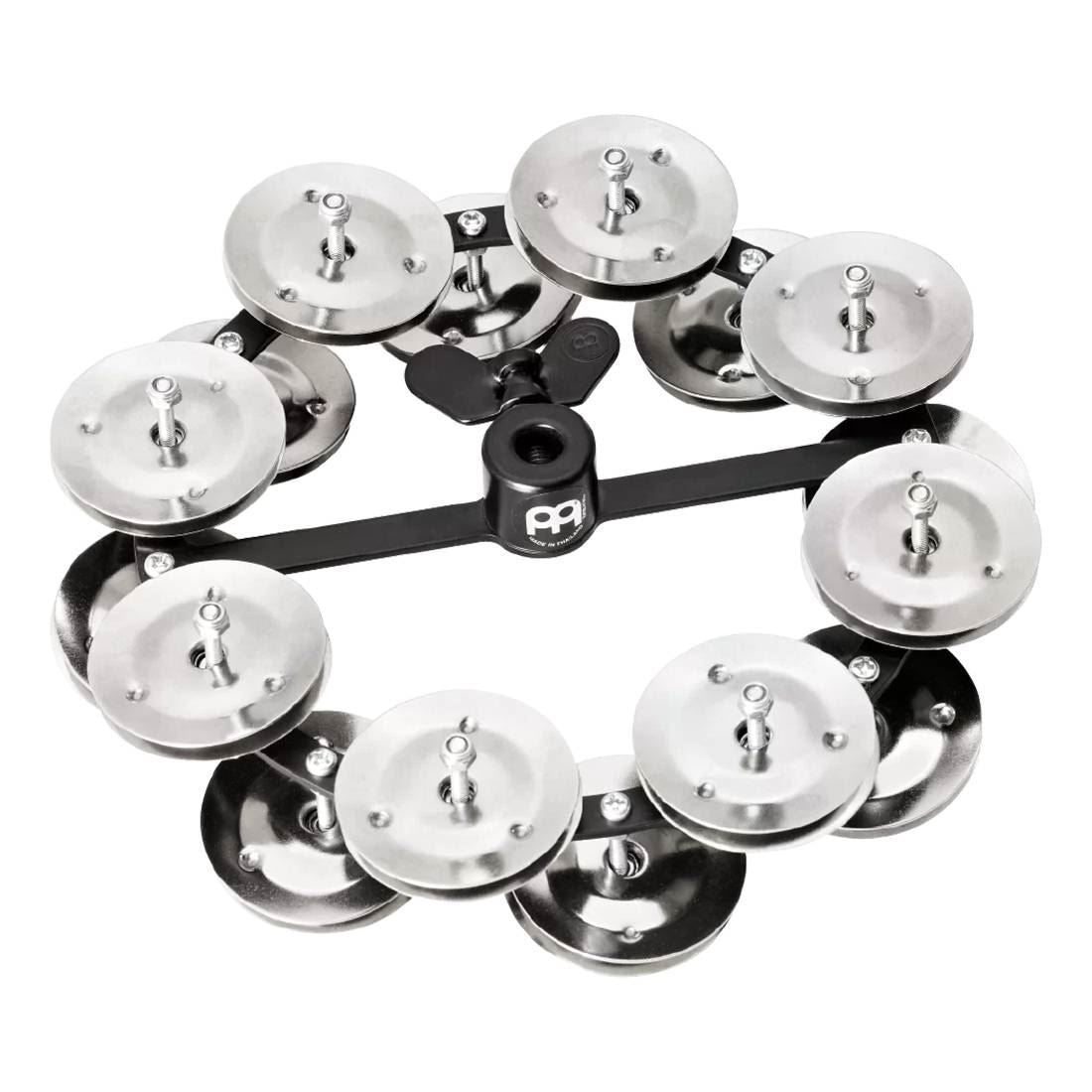 Meinl HTHH2BK Hi-Hat Tambourine Double Row with Stainless Steel Jingles in Black