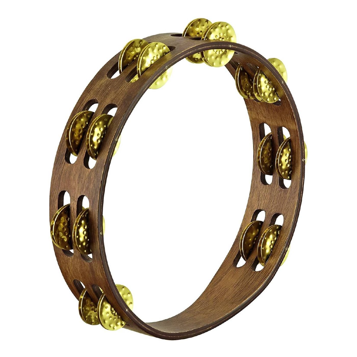 Meinl TA2V-WB Hamm Brass Jingles Tambourine 2 Rows in Walnut Brown