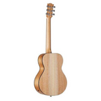Maton EM-6 Mini acoustic electric guitar with a natural wood finish and compact body, ideal for travel and practice.