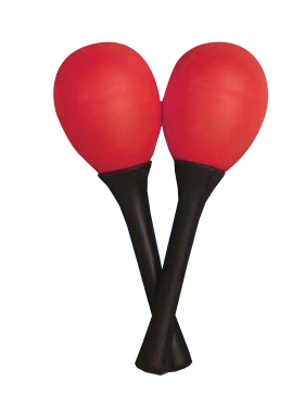 Mano Percussion Egg Shaped Maracas with Plastic Handle - Red