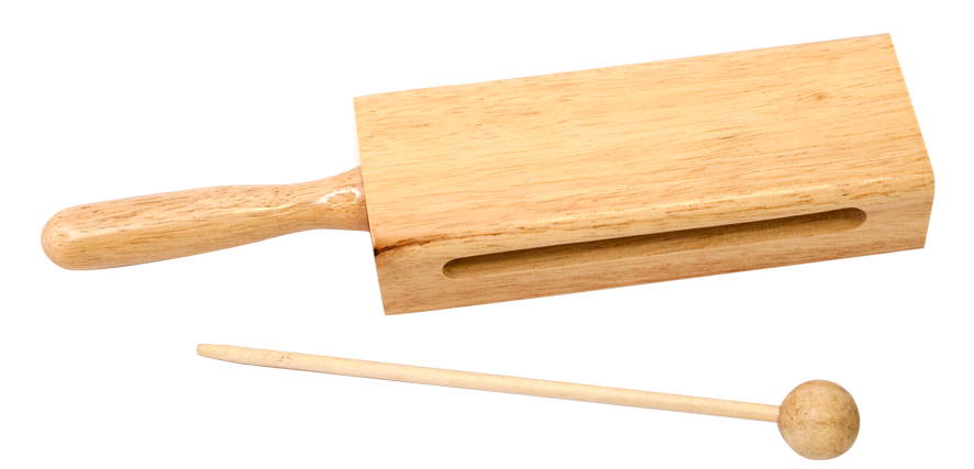 Mano Percussion Wood Tone Block with Handle - 7inch Long
