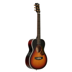 Maton Troubadour Mini Acoustic Guitar showing its compact body, natural wood finish, and six steel strings.