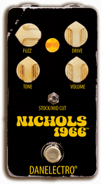 Danelectro Nichols 1966 Fuzz Drive effects pedal with black casing and control knobs for guitar distortion and fuzz tone.