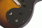 Epiphone Les Paul Melody Maker E1 electric guitar in vintage sunburst finish with chrome hardware and dual humbucking pickups.