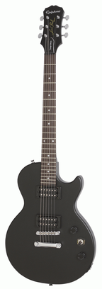 Epiphone Les Paul Special Satin E1 electric guitar in ebony with a sleek satin finish and classic Les Paul design.