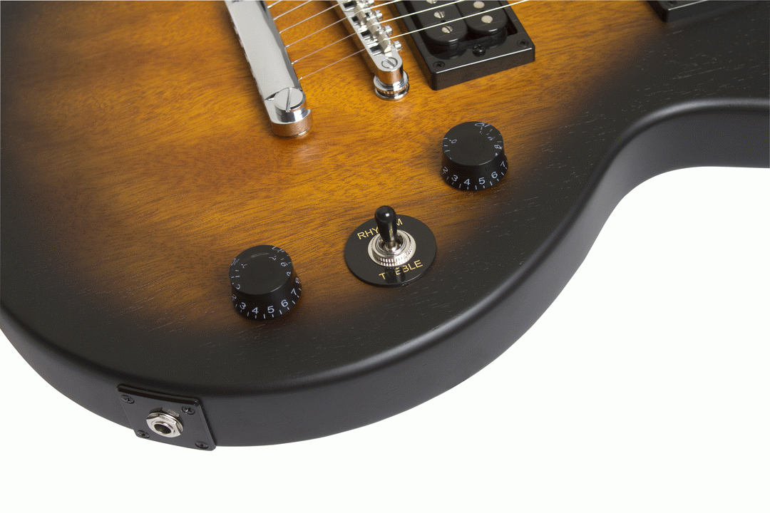 Epiphone Les Paul Special VE electric guitar in vintage sunburst finish with dual humbucker pickups and classic Les Paul shape.