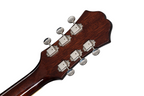 Epiphone Casino electric guitar in vintage sunburst finish with f-hole body and humbucker pickups, showcasing its classic design.