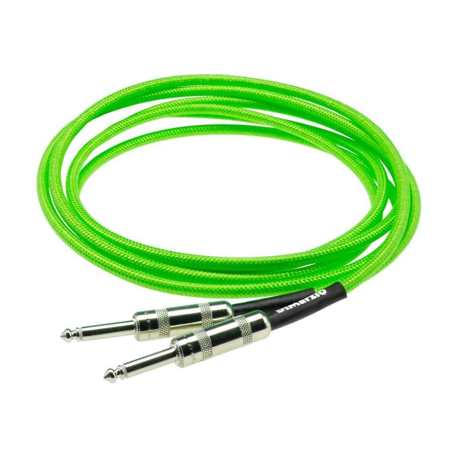 DiMarzio EP1710NG 10-foot neon green pro guitar cable with durable connectors, ideal for high-quality guitar connections.