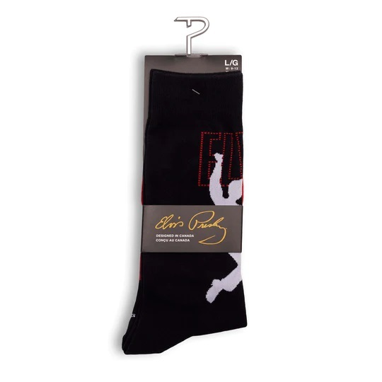 Perris Licensed Elvis 68 Comeback Large Crew Socks in Black-1 Pair