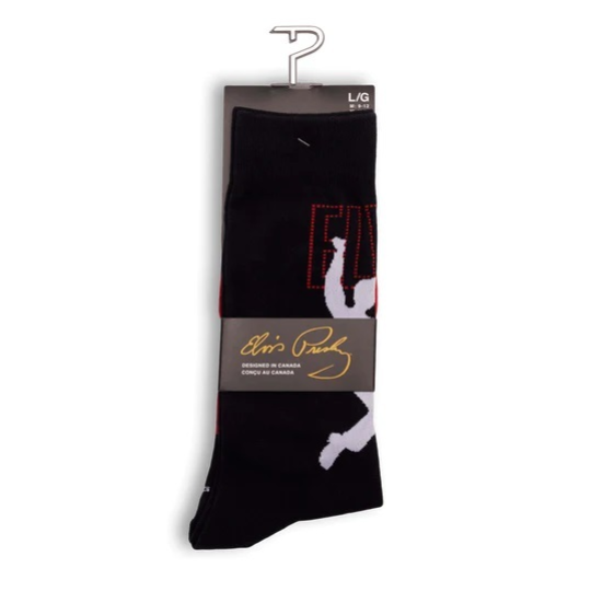 Perris Licensed Elvis 68 Comeback Large Crew Socks in Black-1 Pair